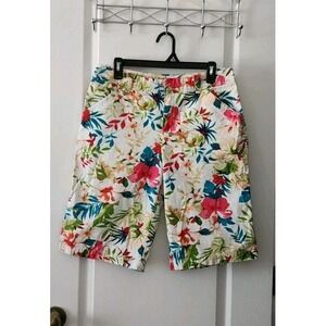 CARIBBEAN JOE Women's Tropical Bermuda Shorts Cotton Pockets Size‎ 8